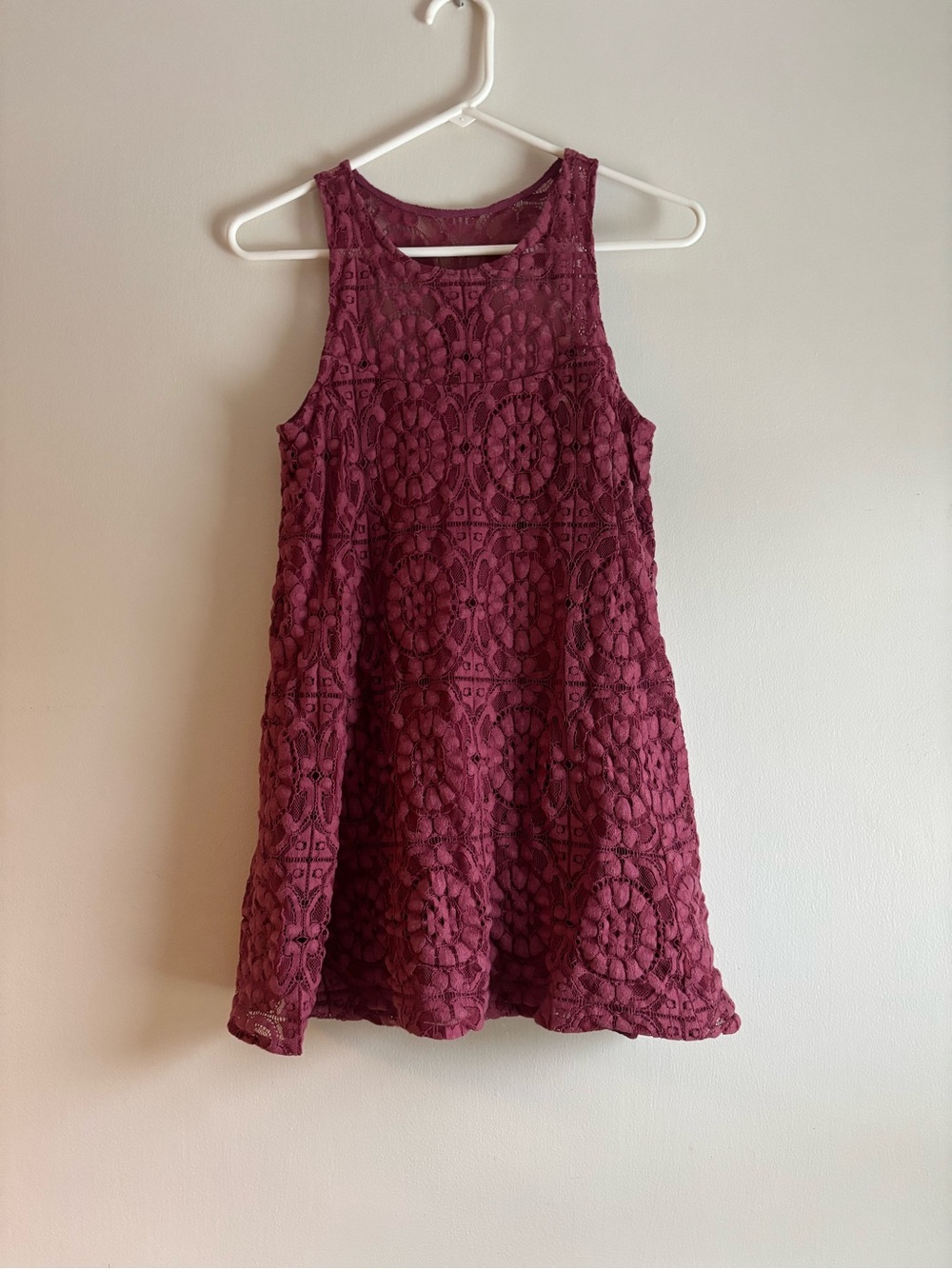 Free People Burgundy Lace Mini Dress